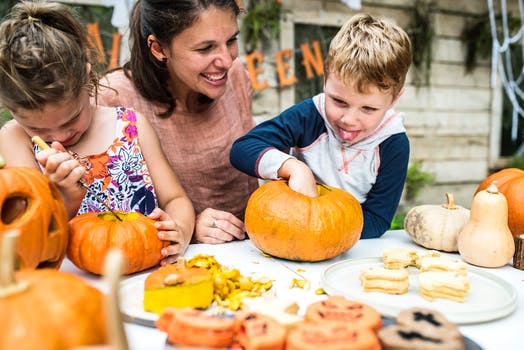 mom and pumpkins